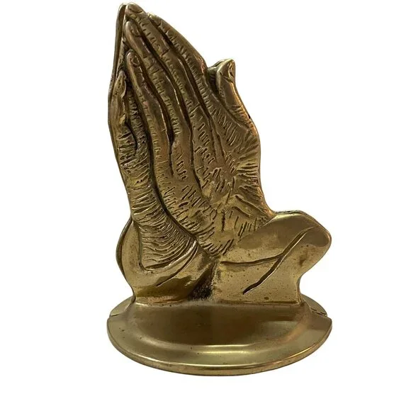 Vintage Brass Praying Hands Book Ends Used MCM - Picture 4 of 16